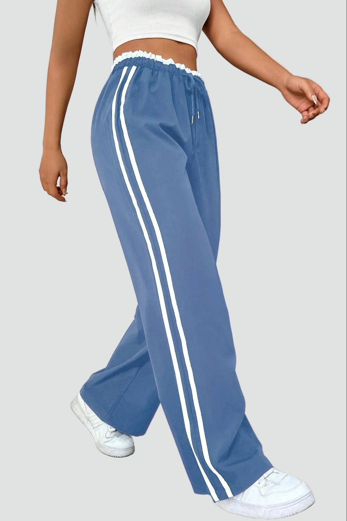 Joggingbukser dame med brede ben og elastisk talje