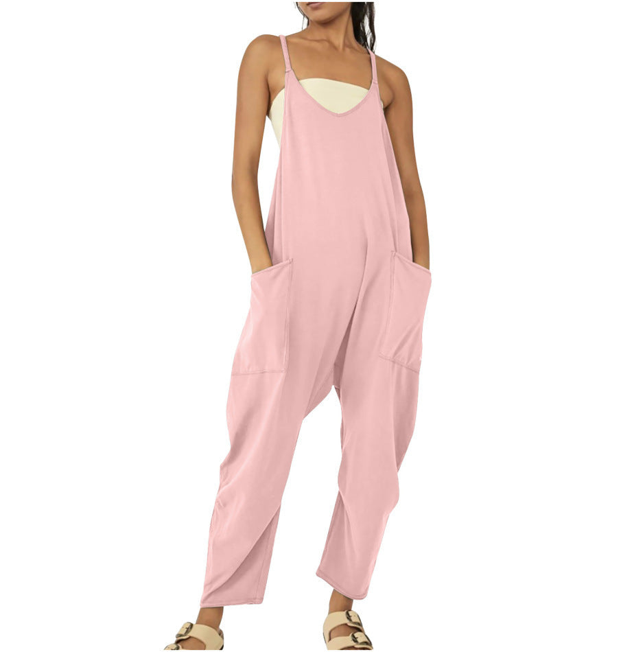 Jumpsuit til kvinder med brede stropper og vide ben