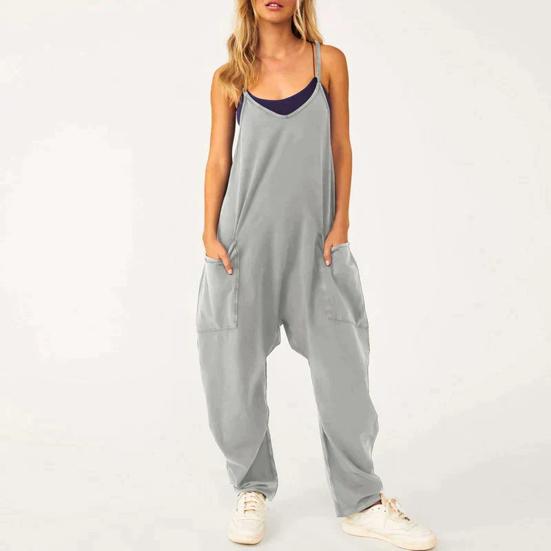 Jumpsuit til kvinder med smalle stropper og rummeligt snit - Grå