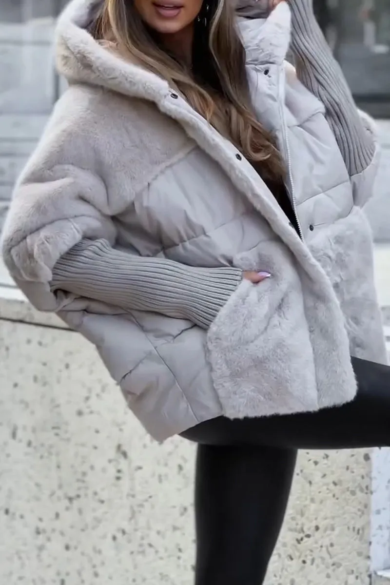 Oversized dynejakke til kvinder med stor krave