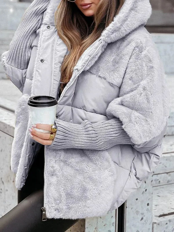 Oversized dynejakke til kvinder med stor krave