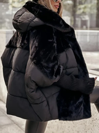 Oversized dynejakke til kvinder med stor krave