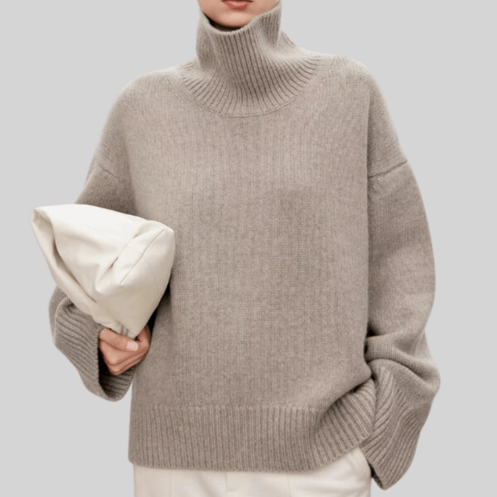 Oversized rullekravepullover til kvinder med vide ærmer