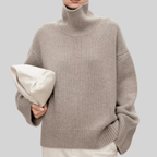 Oversized rullekravepullover til kvinder med vide ærmer