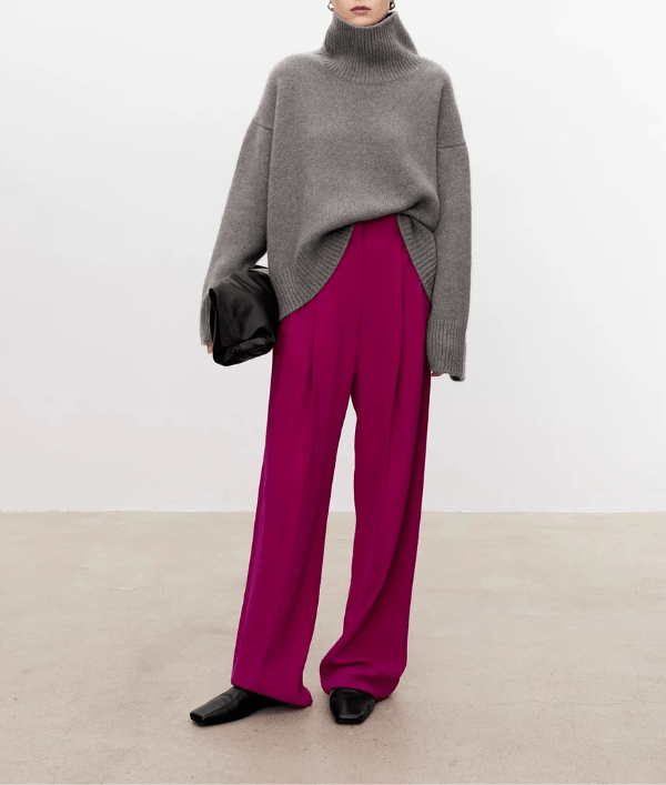 Oversized rullekravepullover til kvinder med vide ærmer