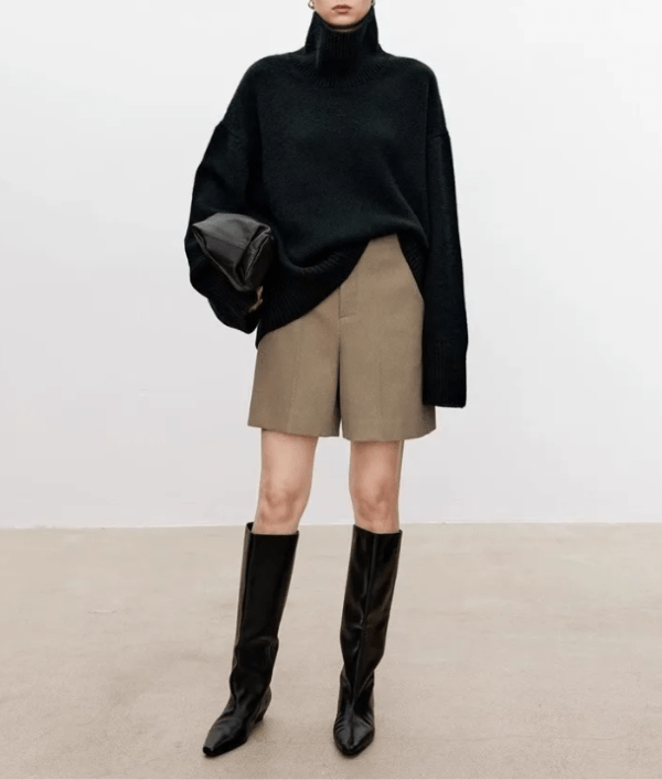 Oversized rullekravepullover til kvinder med vide ærmer