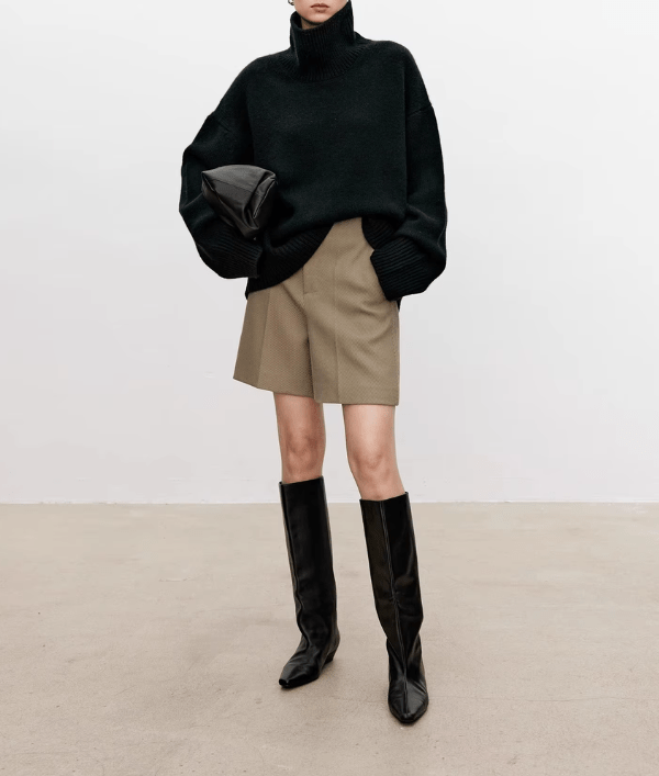 Oversized rullekravepullover til kvinder med vide ærmer