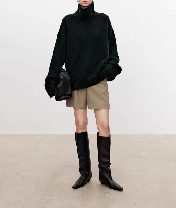 Oversized rullekravepullover til kvinder med vide ærmer