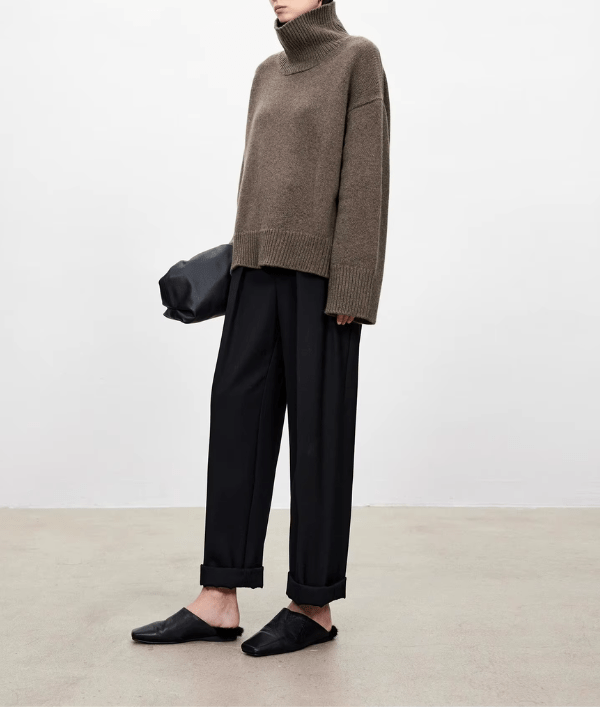 Oversized rullekravepullover til kvinder med vide ærmer