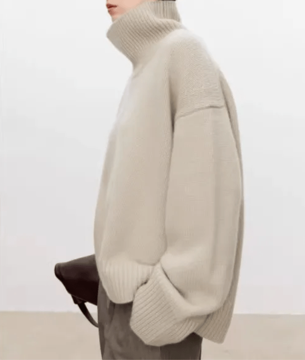 Oversized rullekravepullover til kvinder med vide ærmer